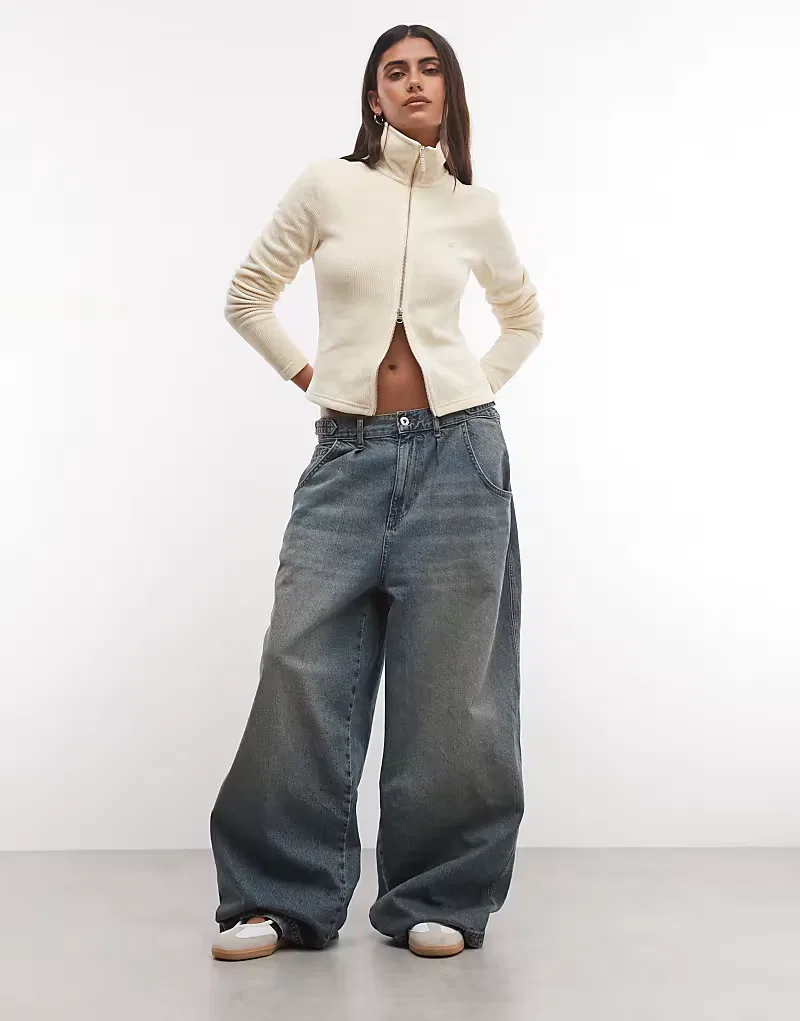 Кардиган Adidas Originals из синели на молнии, ванильный