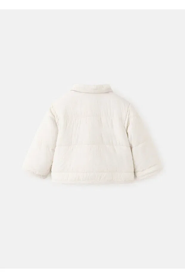 Детское пальто для девочек стеганое Mango Baby, Off White — фото 2