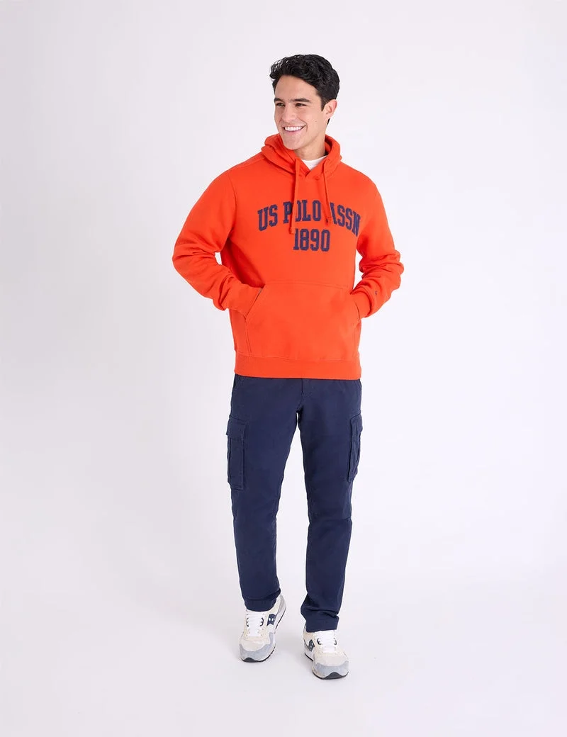 Мужская толстовка-худи U.S. Polo Assn. Wordmark Applique Fleece, оранжевый — фото 3