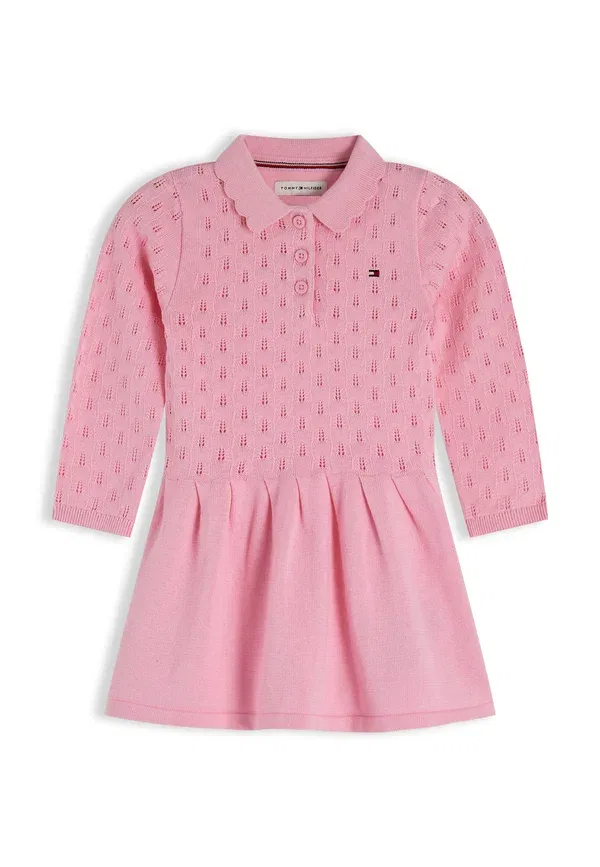 Платье-свитер хлопковое Pointelle Cable Dress Tommy Hilfiger, Classic Pink, розовый