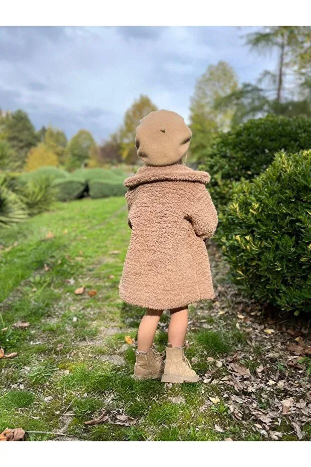 Детское пальто для девочек из плюша Petit Style Kids, Brown — фото 2