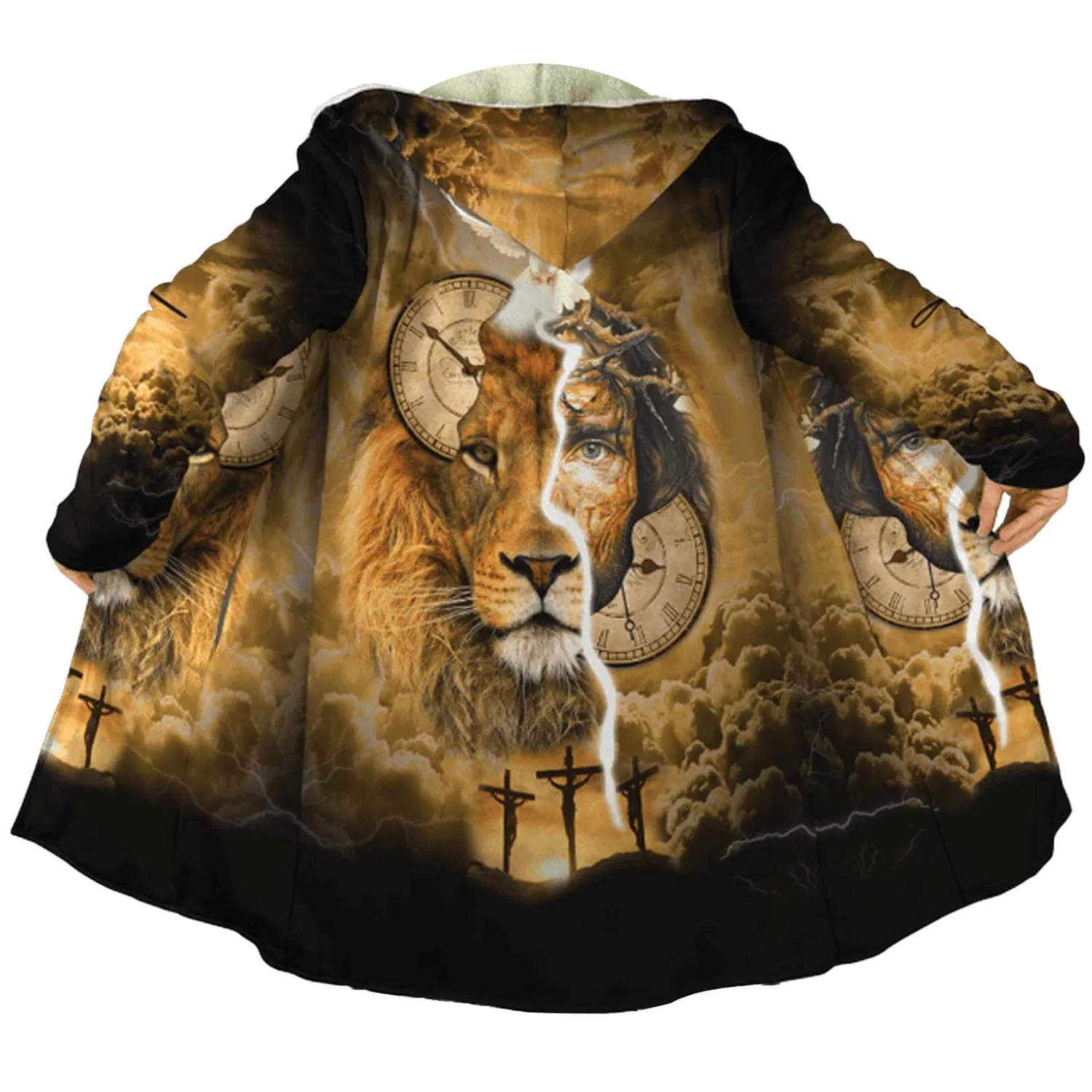 Мужское зимнее пальто с принтом Christian Bible Tattoo, Jesus Cloak-11