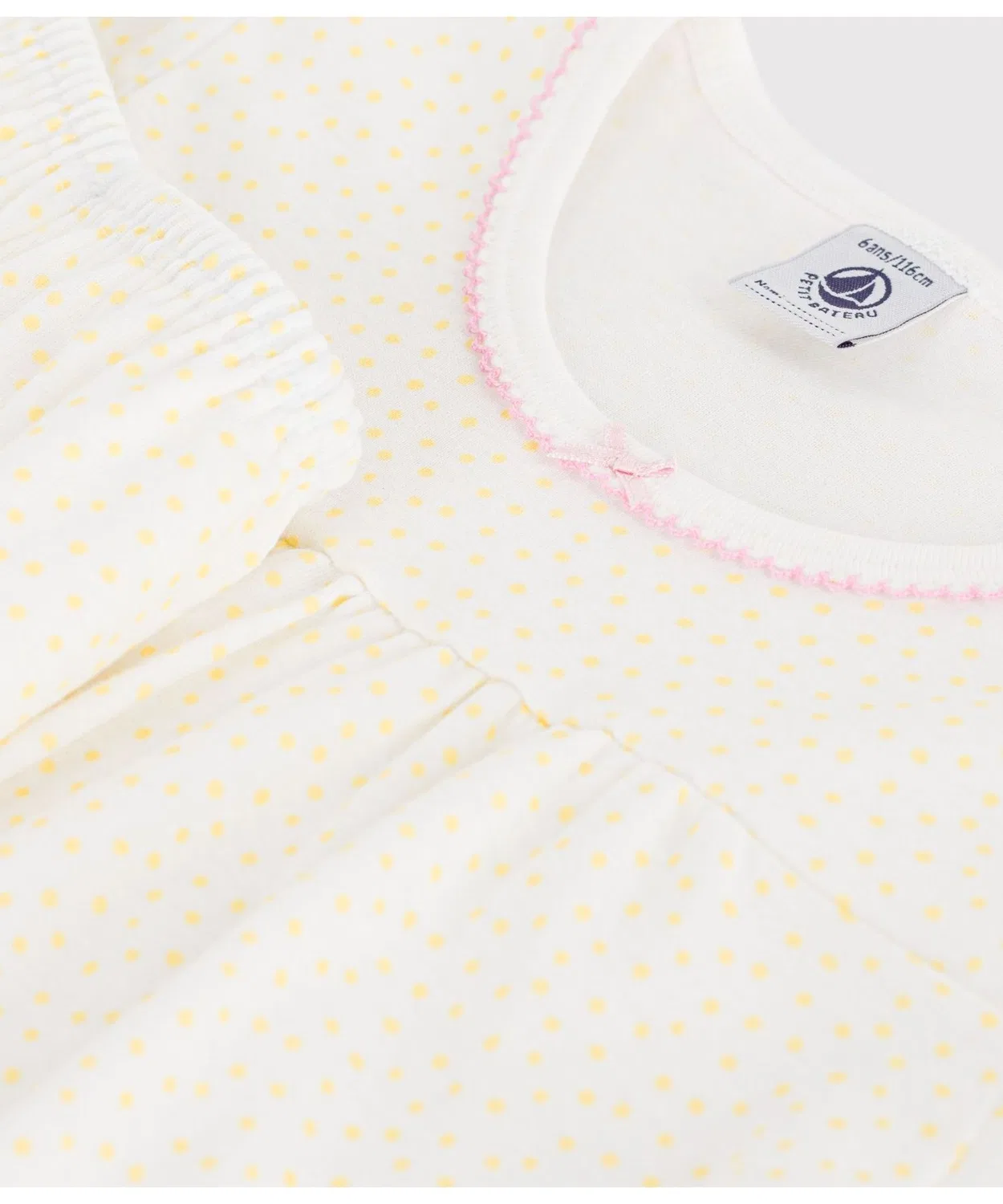 Детская пижама с коротким рукавом с принтом в горошек PETIT BATEAU, Off White — фото 4