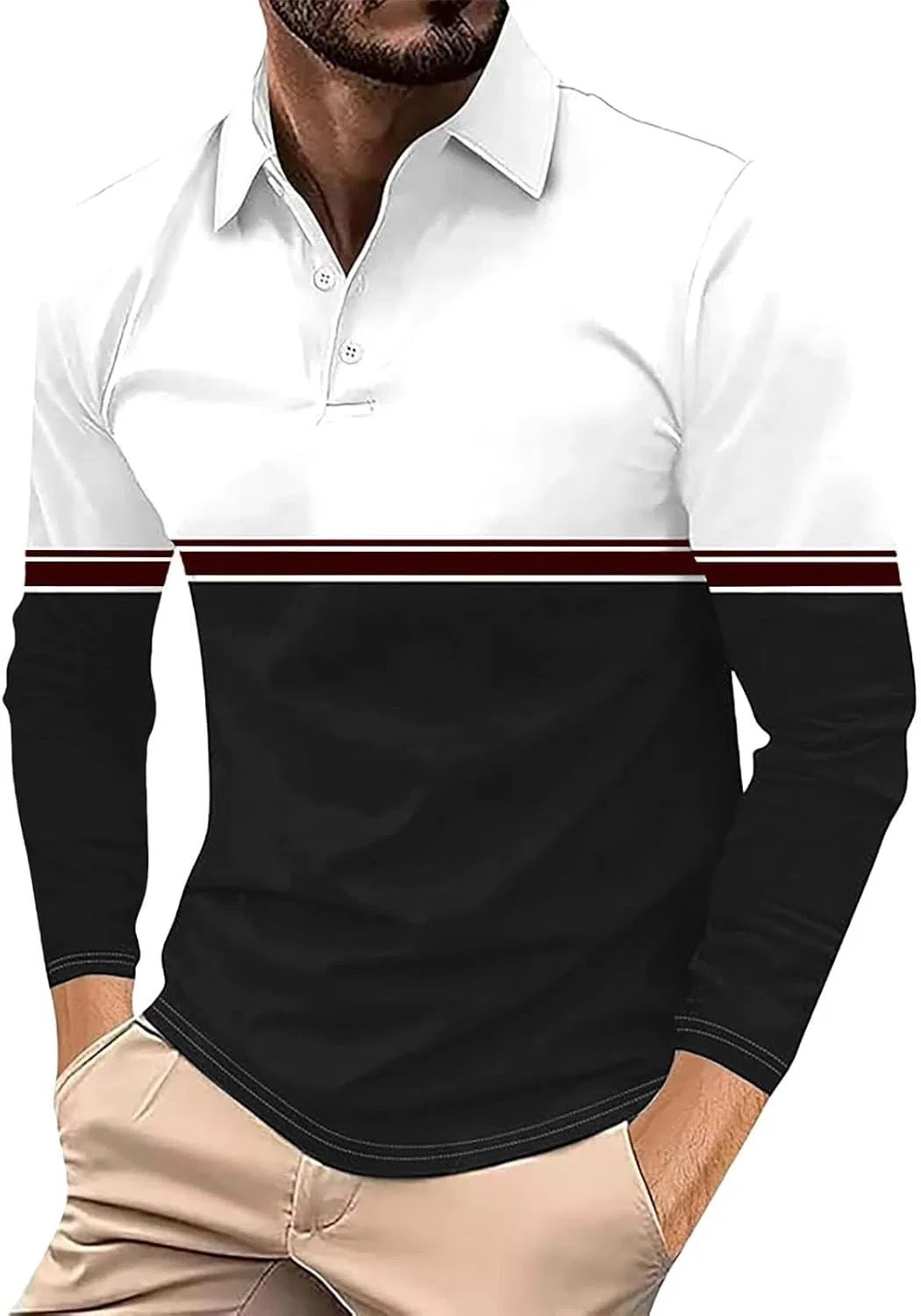 Мужская длинная футболка поло Color Block Miyaomn, Black