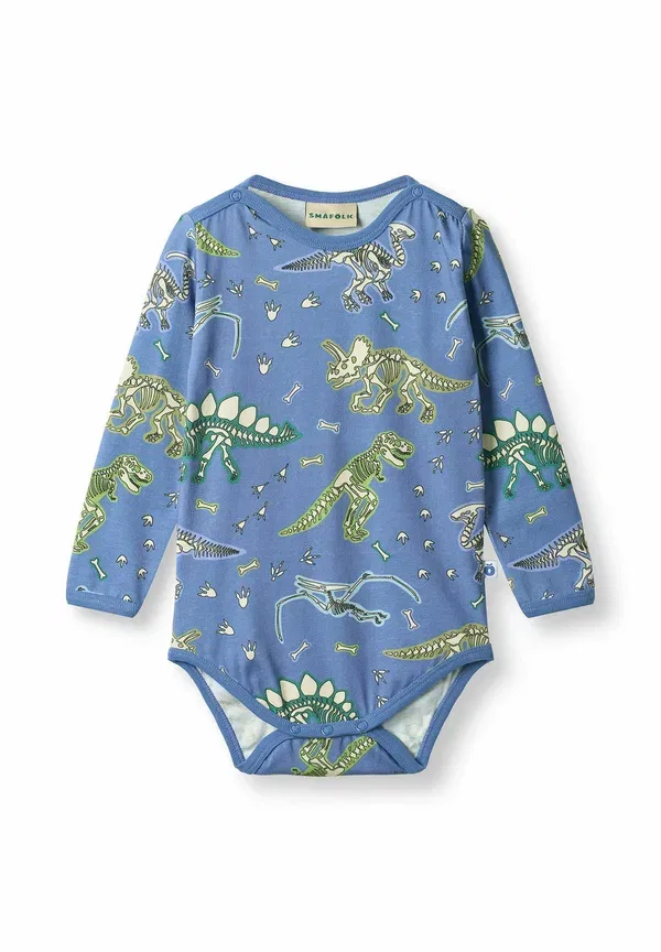 Боди с динозаврами Elstar long-sleeved with dinosaurs Smafolk, синий
