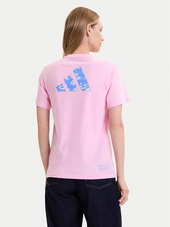 Футболка regular fit House of Tiro Graphic Adidas, розовый — фото 3
