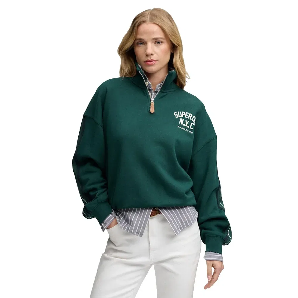Худи на молнии Superdry Country Club Applique, зеленый
