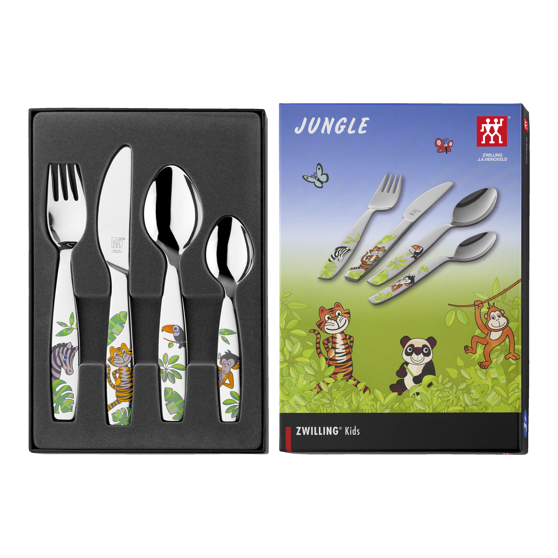 Набор детских столовых приборов ZWILLING Jungle Bunt, 4 предмета, серебристый — фото 2