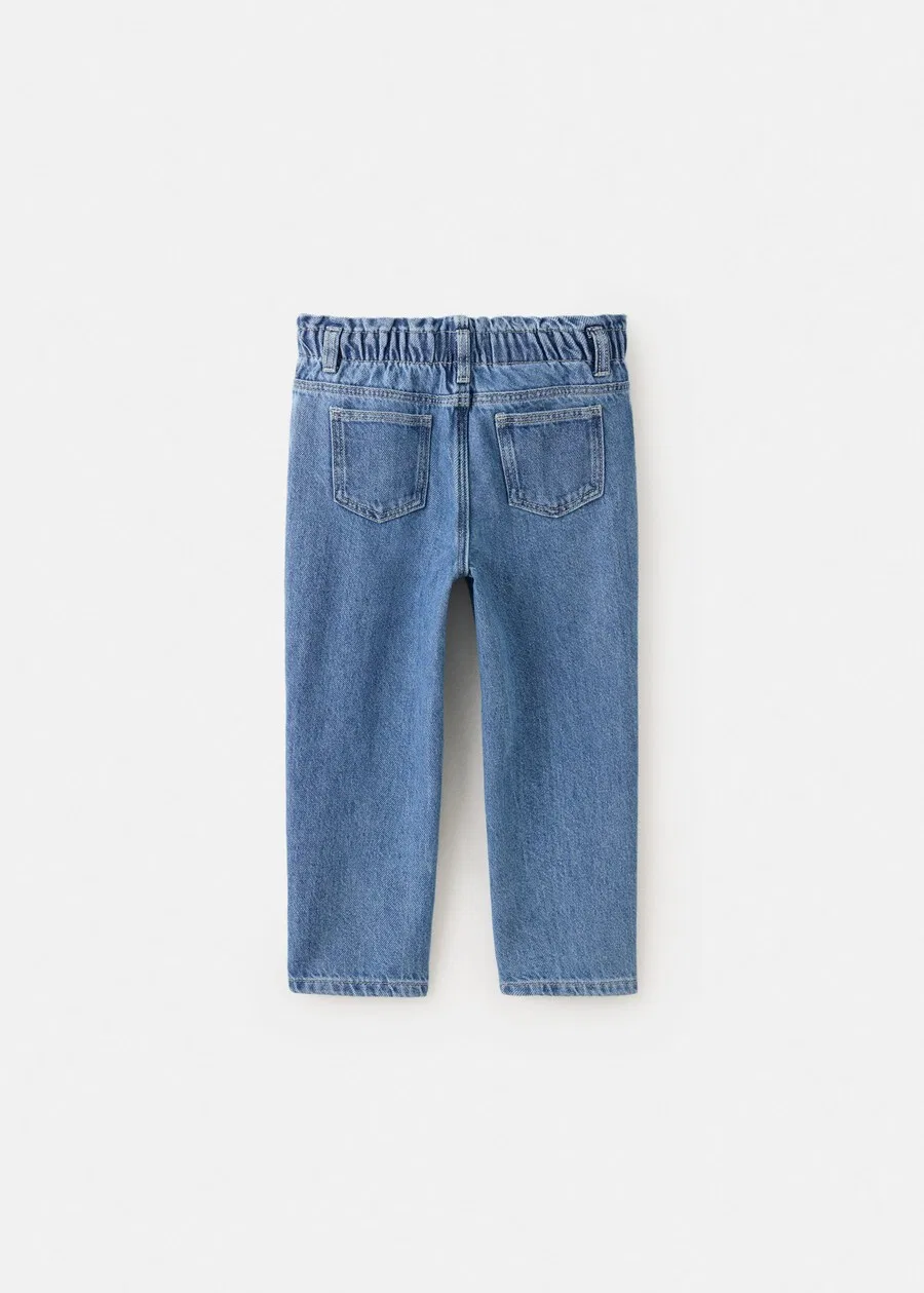 Детские джинсы MANGO KIDS Regular Jeans 'PAPERBAG' синего цвета — фото 2