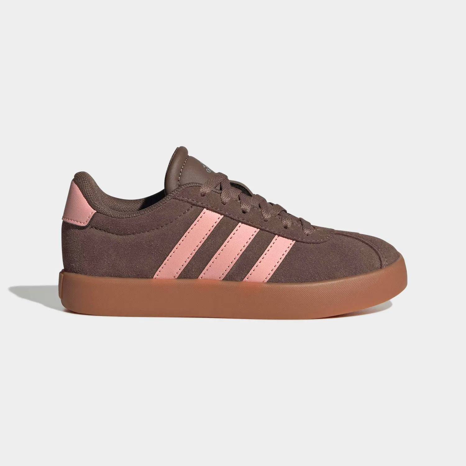 Детские кожаные кроссовки VL Court 3.0 Adidas, Earth Strata/Semi Frozen Turbo/Amber Gum — фото 2