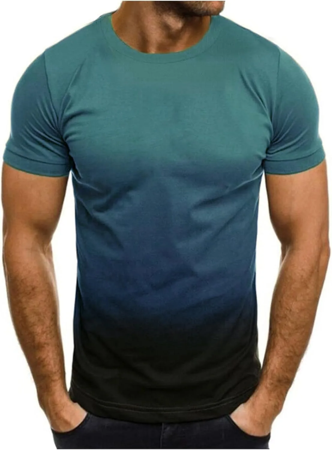 

Футболка Men Crewneck T Shirt, Casual Fitted Stretch, Gradient Color Akklian