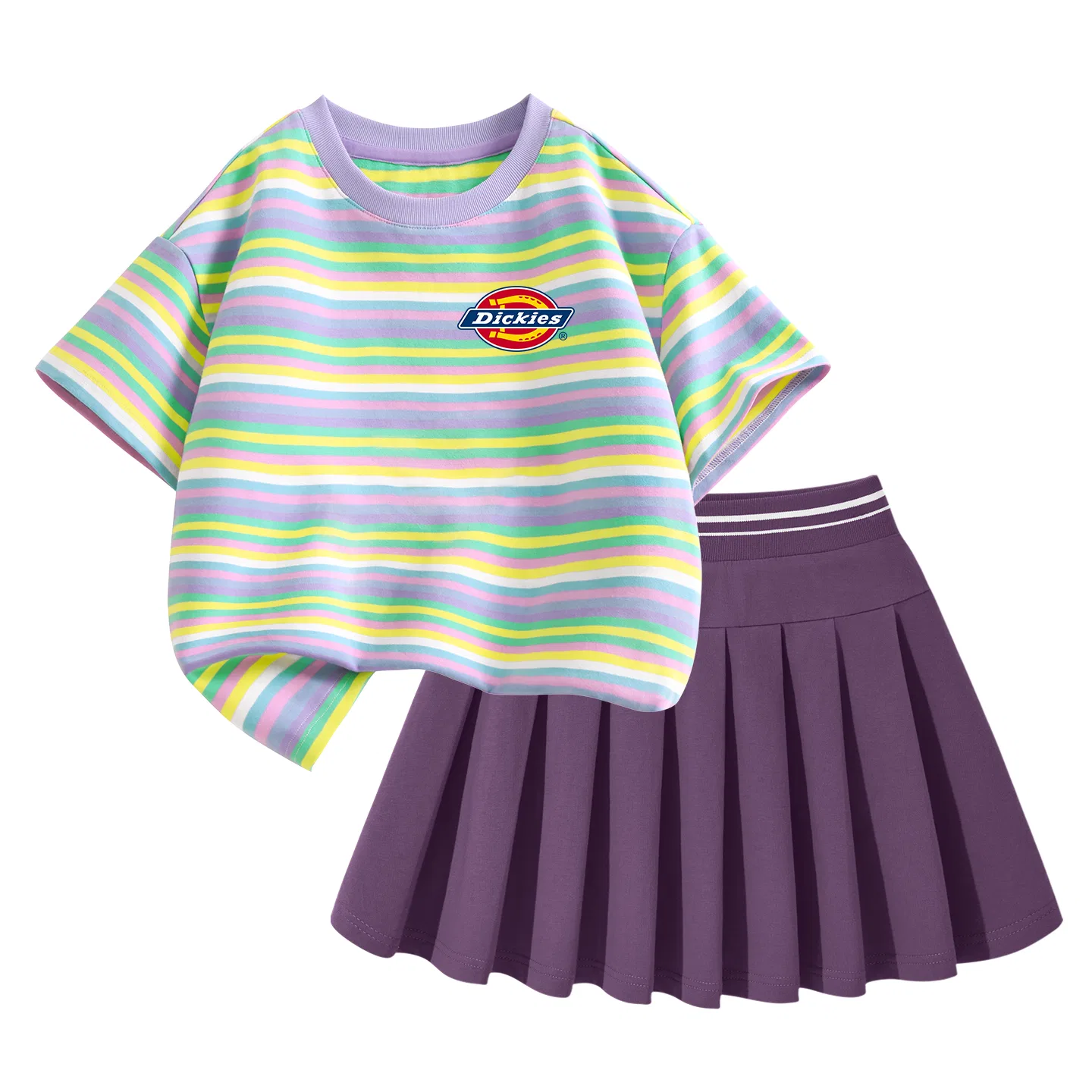 Детский комплект из футболки и юбки с коротким рукавом, модель Standard K Taro Purple, Dickies, Standard K Taro Purple/Solid Color White — фото 3