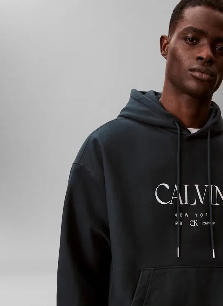 Худи с графическим принтом Calvin Klein, темно-синий — фото 4