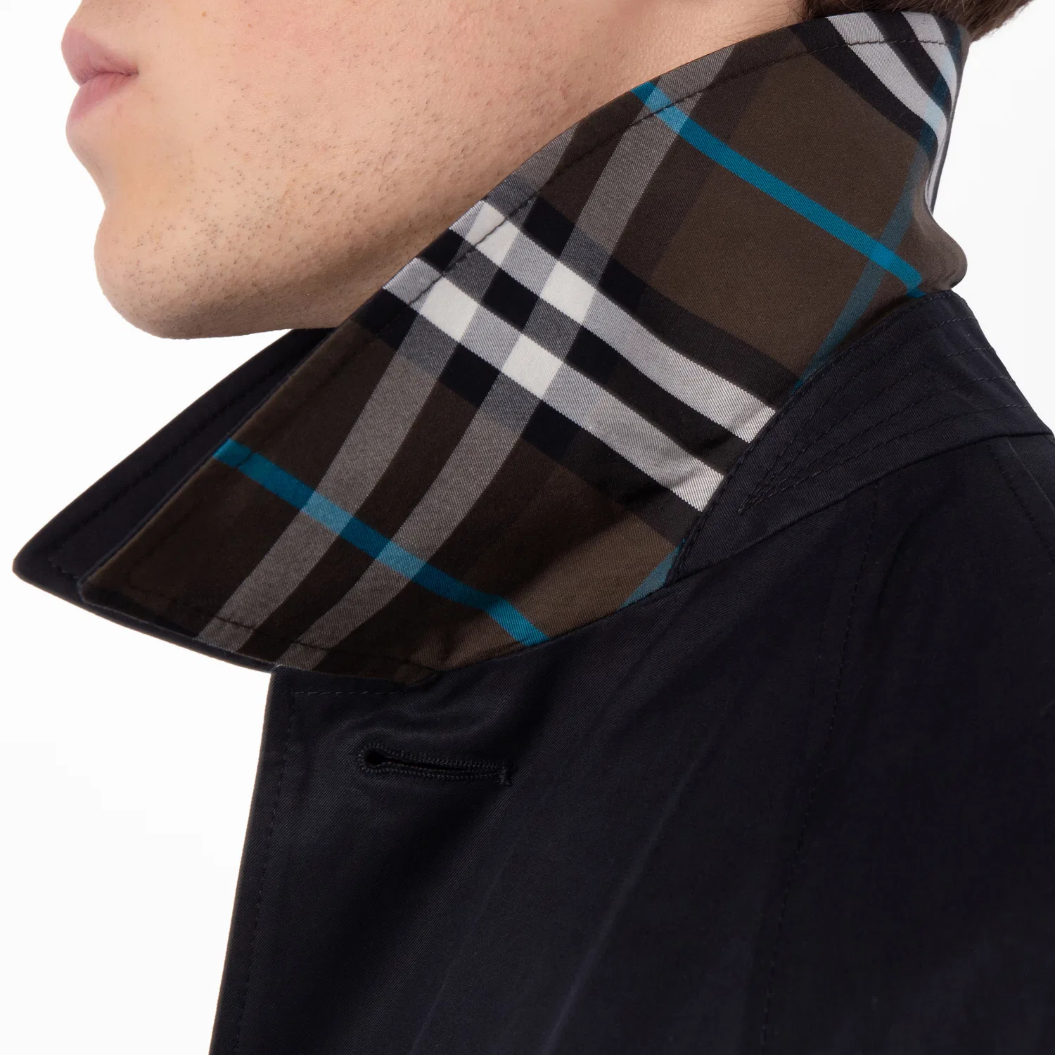 Пальто-автокуртка двустороннее из габардина Check Reversible Burberry, Black — фото 2