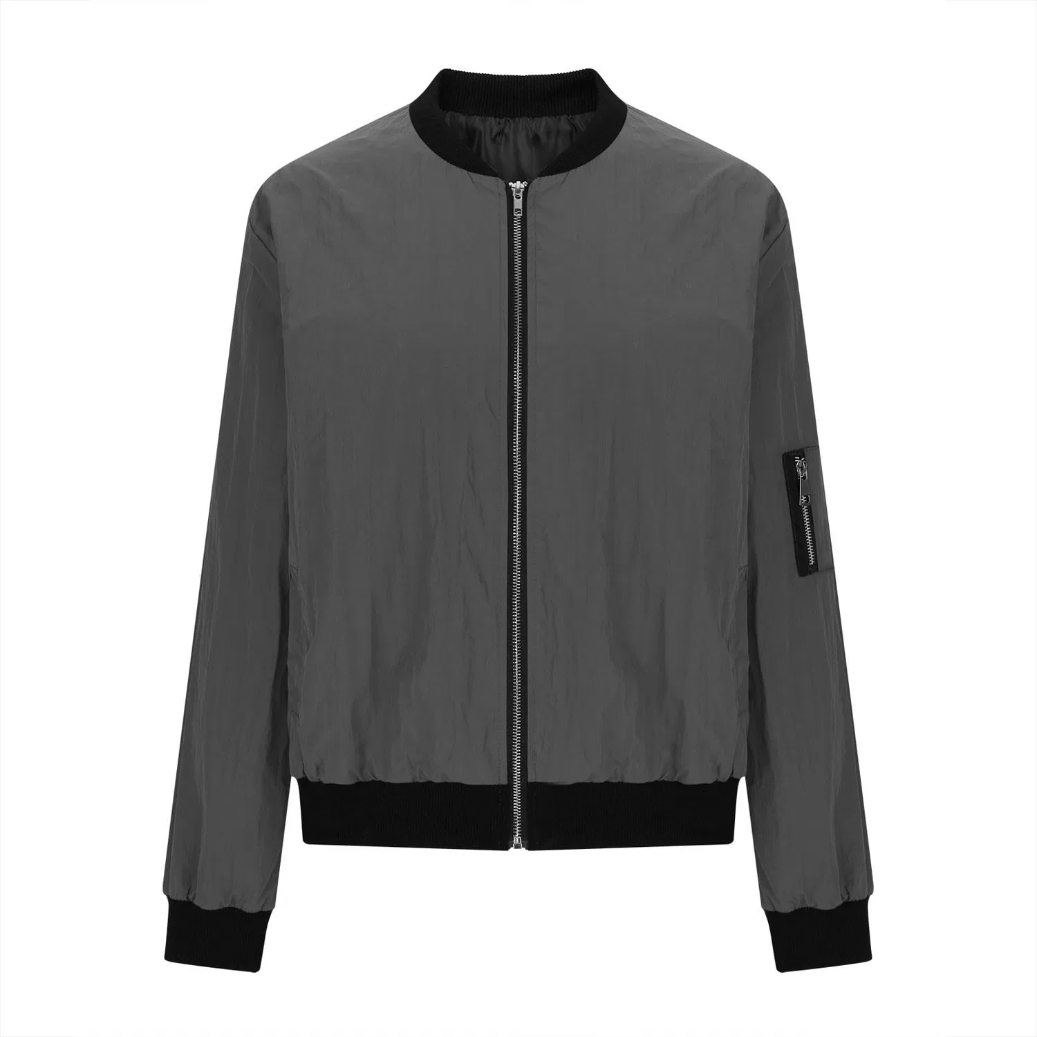Женская куртка с молнией и широким кроем, dark grey — фото 2