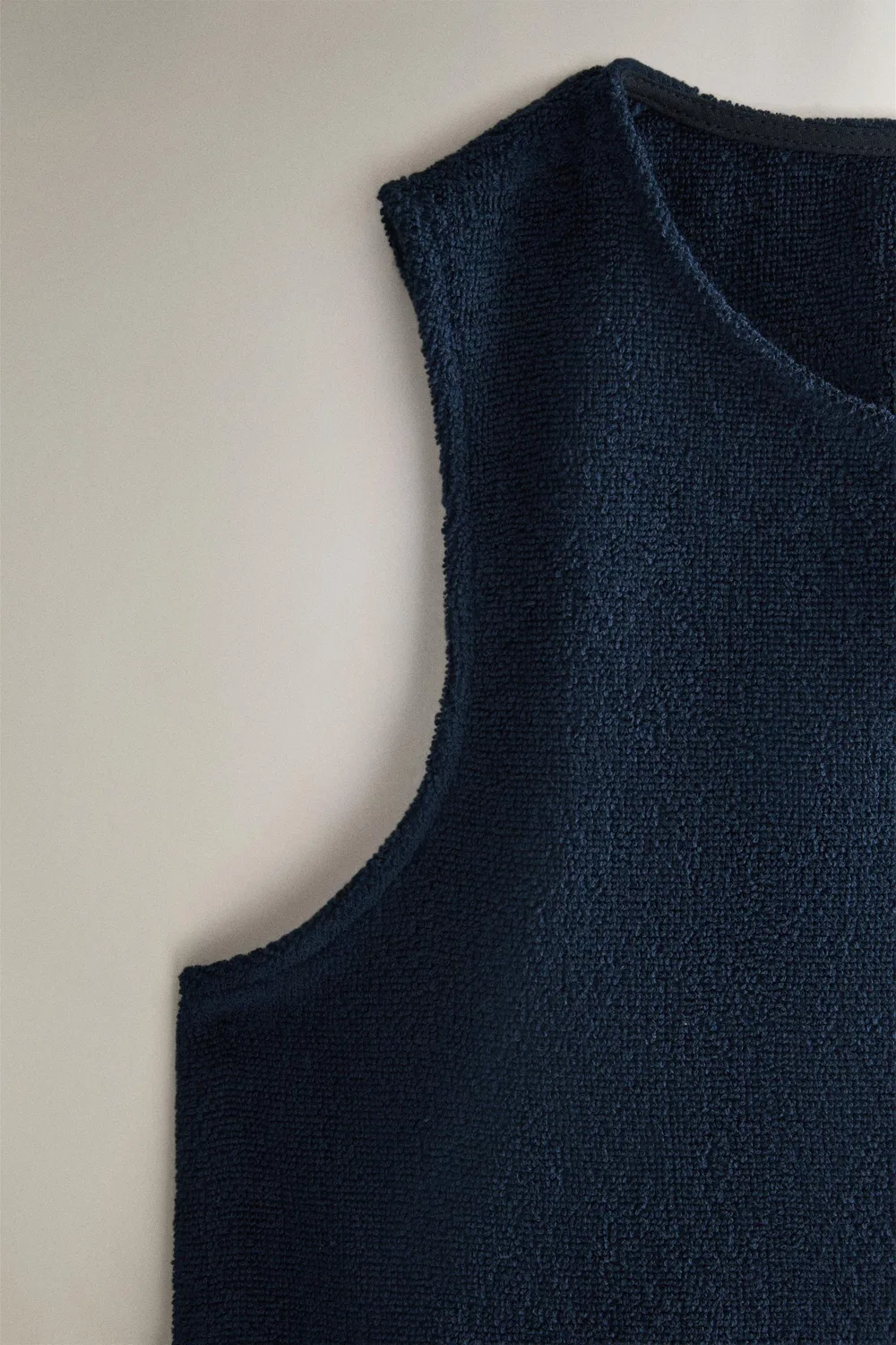 Хлопковый махровый пляжный топ ZARA, Navy blue — фото 3