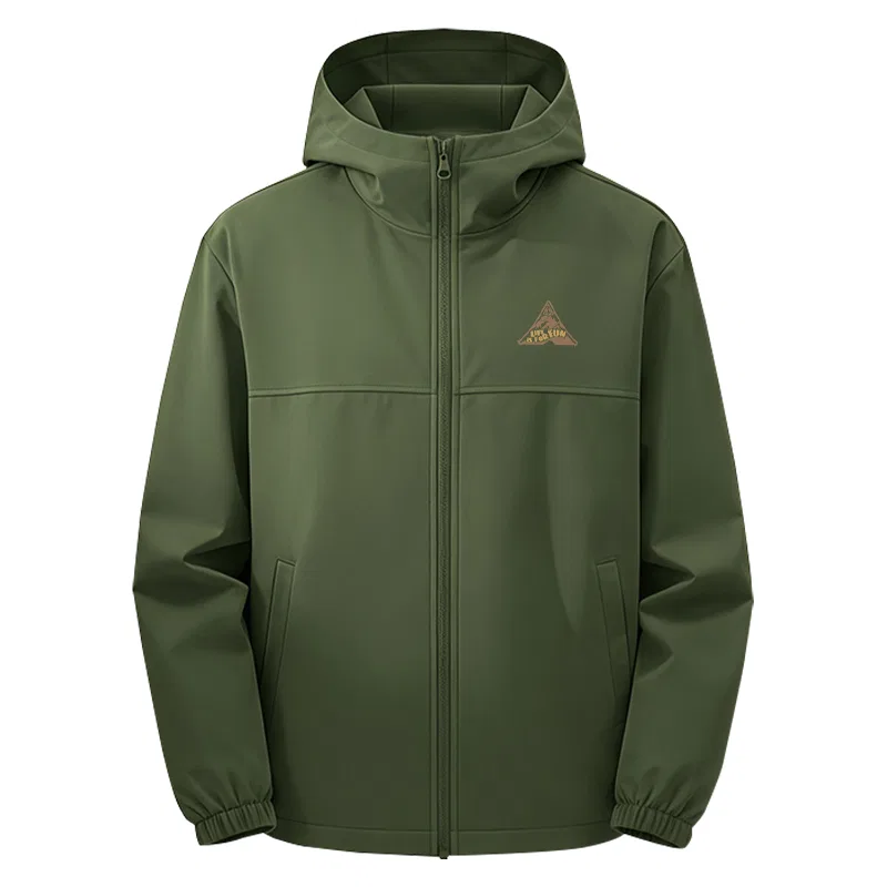 Детская куртка с капюшоном из софтшелла MINISO, Army Green (B Camping Lifestyle Chest Logo)
