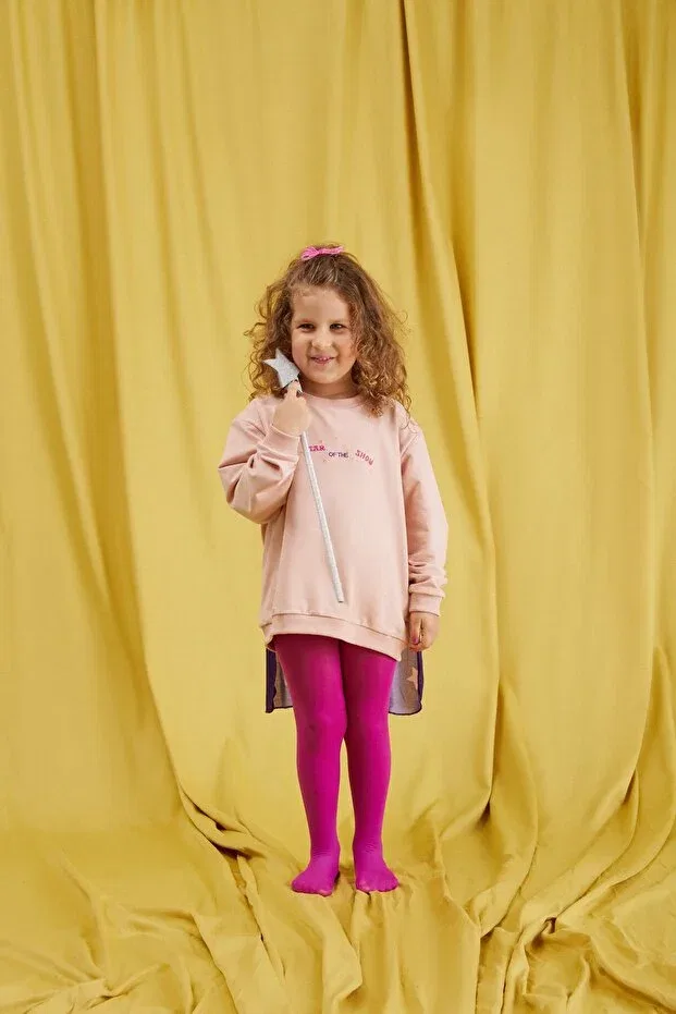 Детские свитшот для девочек оверсайз с капюшоном Miela Kids, Salmon — фото 3