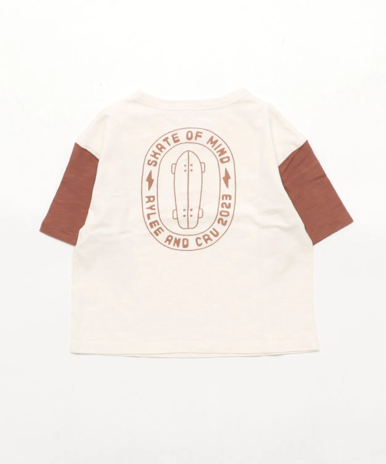 Детская футболка из хлопка с длинным рукавомSkate of Mind Rylee + Cru, White/Brown — фото 2