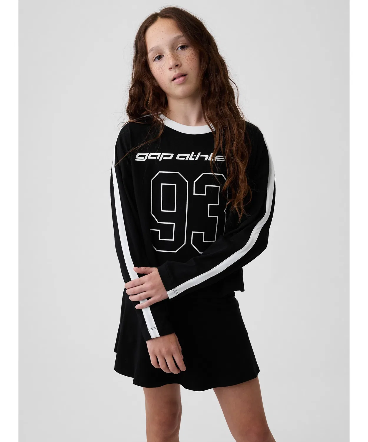 Детская футболка оверсайз с длинным рукавомGAP Athletic Logo GAP, Black