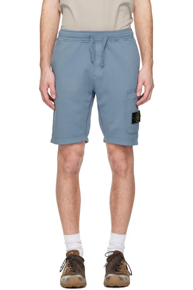 Синие шорты из органического хлопкового флиса 6200011 Stone Island