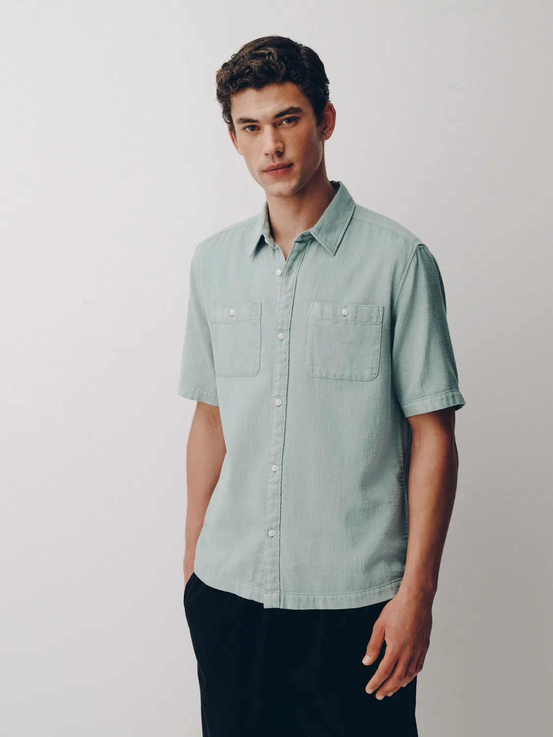 Рубашка с текстурой, короткий рукав, Blue Textured Short Sleeve Shirt Next, синий