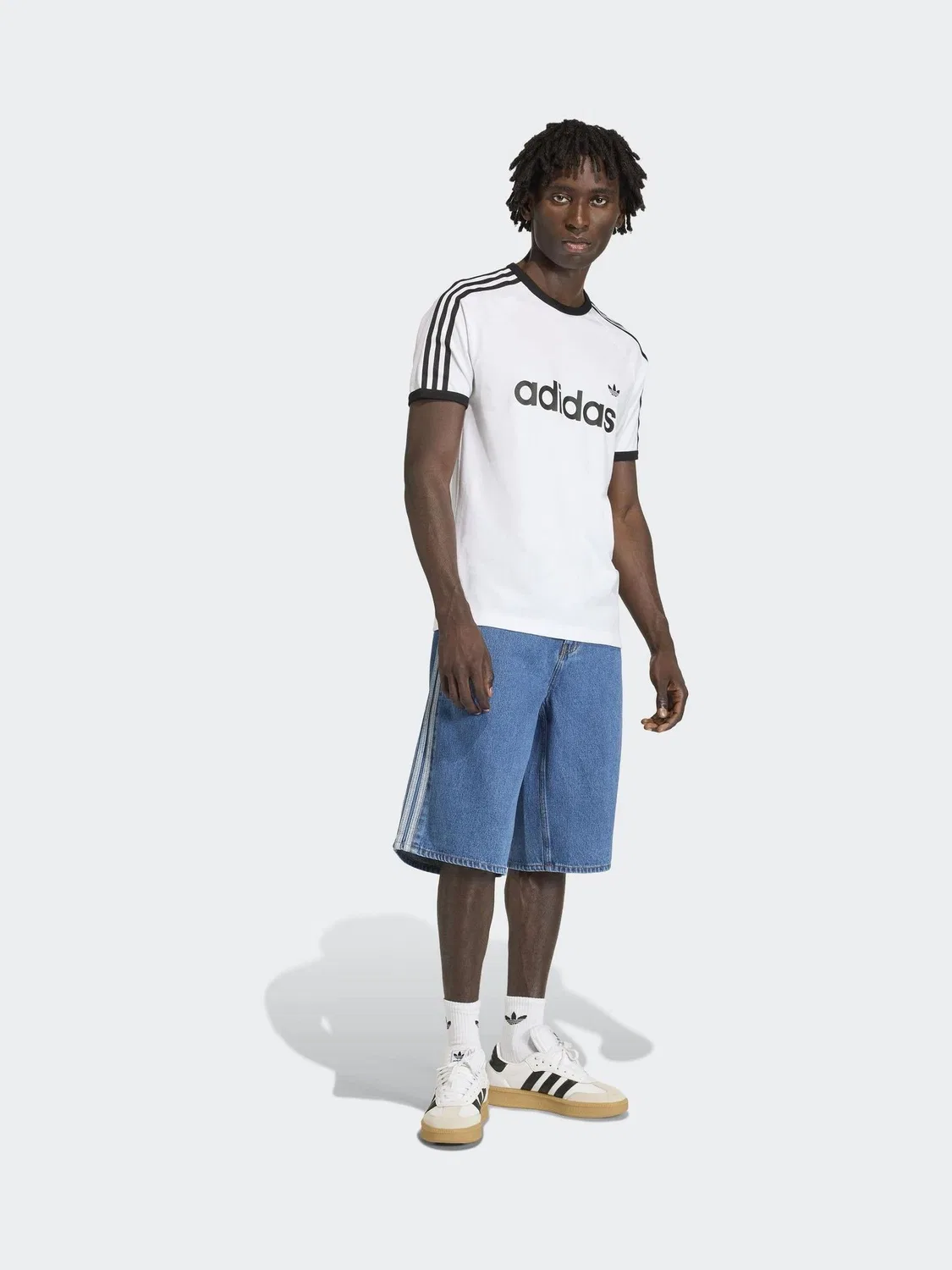 Синие джинсовые шорты adidas Originals Firebird Adicolor — фото 3