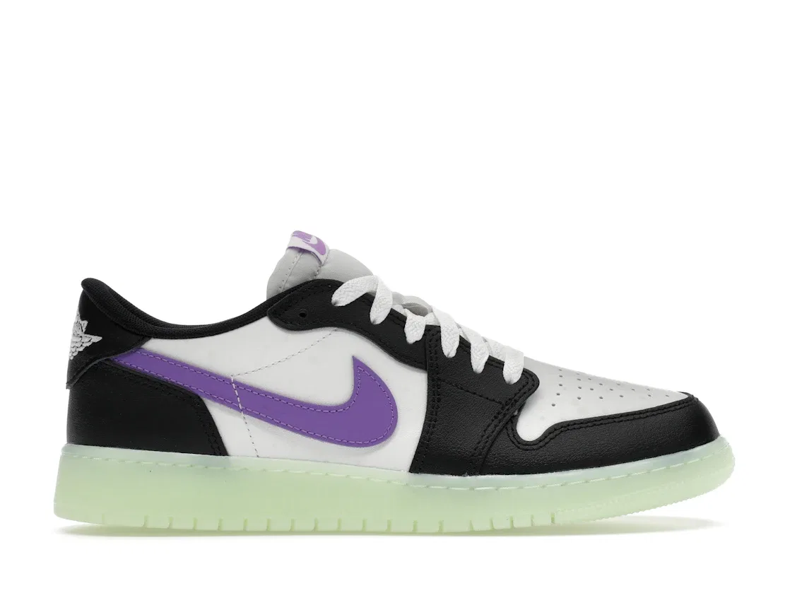 Детские кроссовки Lifestyle с высоким контрастом Jordan 1 Retro Low OG Jordan, Black/Black Raspberry-Volt Tint
