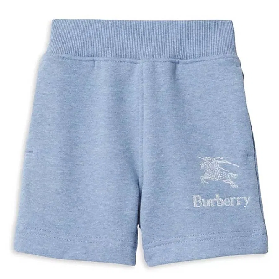 Шорты хлопковые с вышивкой Norris EKD Burberry, Lght Blue Melange