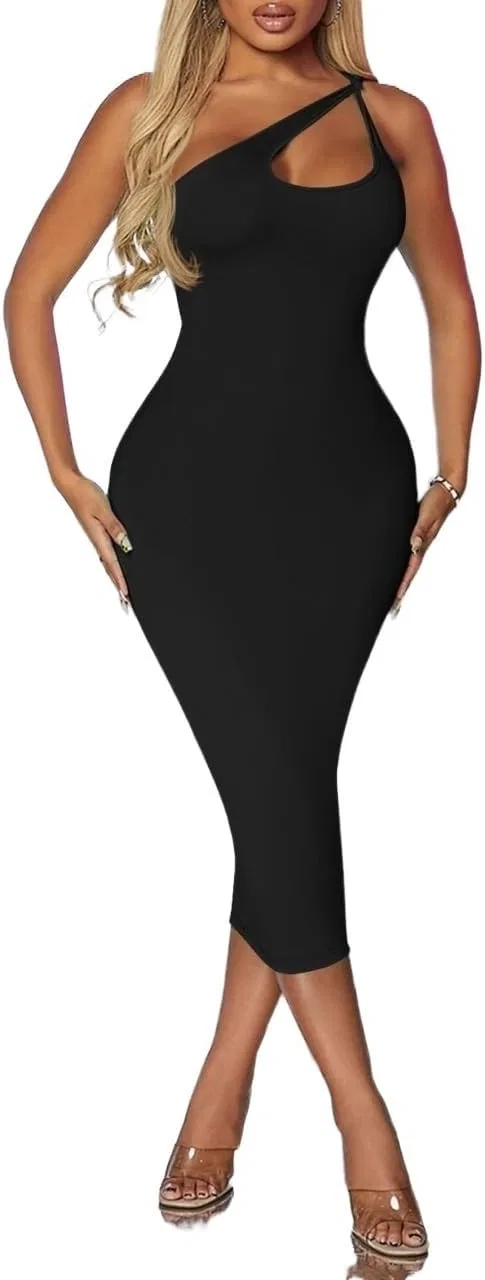 Женское миди-платье асимметричное Bodycon, Black
