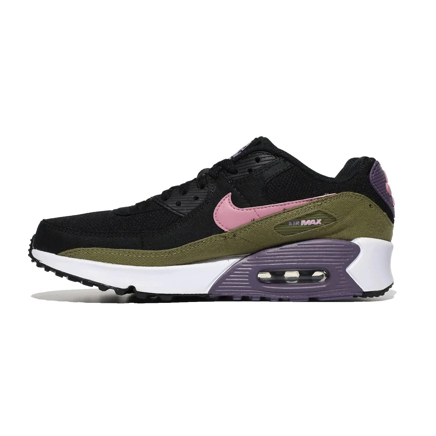 Детские кроссовки для мальчиков с шнуровкой Air Max 90 NIKE, Black Pink Elementary Pilgrim — фото 2