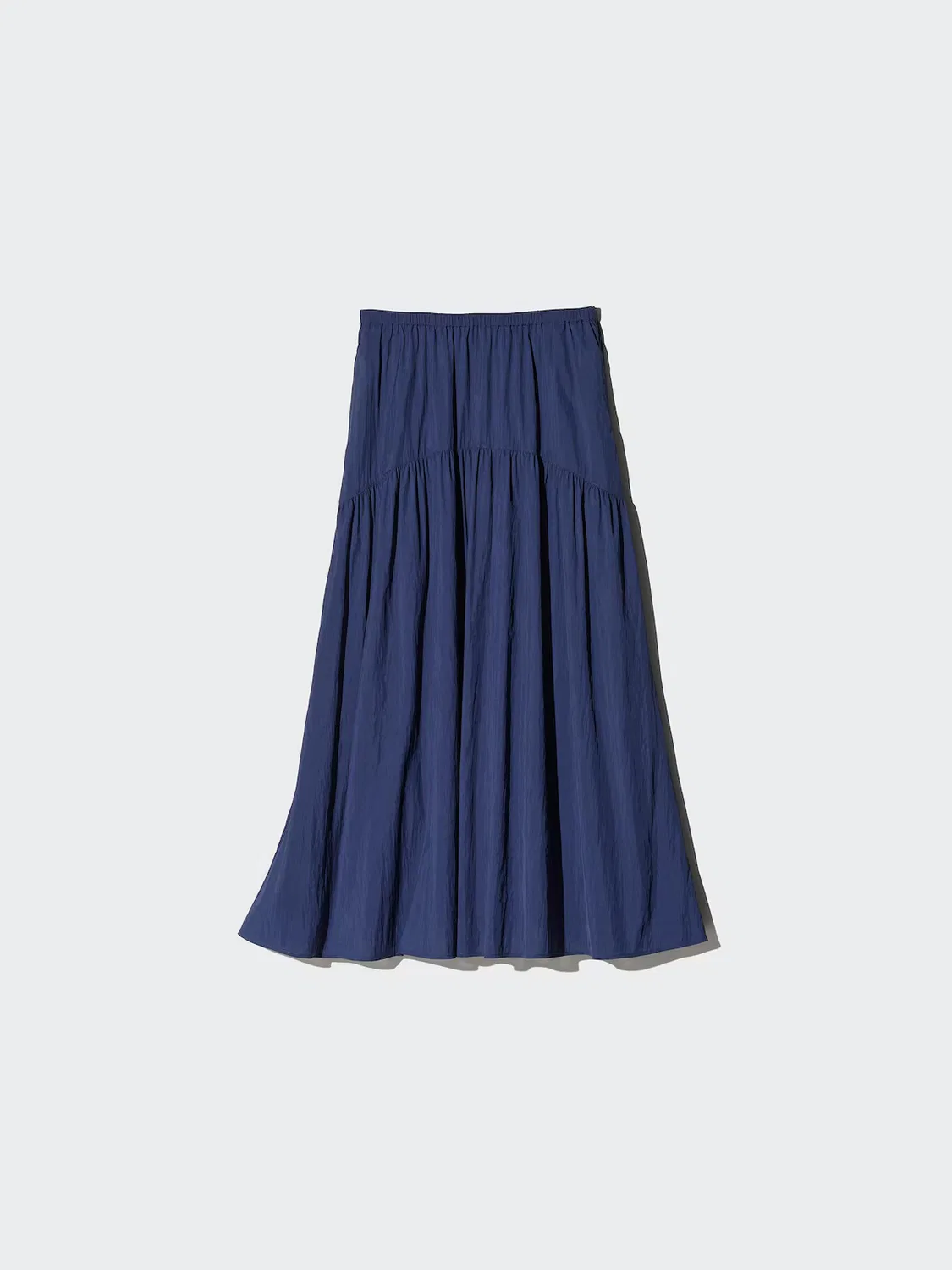 Нейлоновая юбка Uniqlo, со сборками, темно-синий