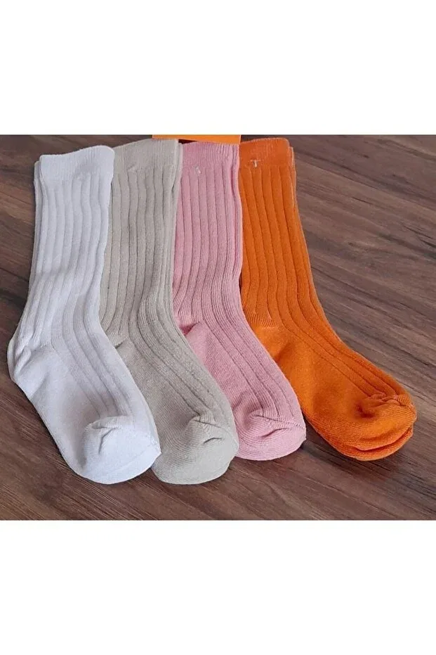 Детские носки для девочек с принтом Knee Socks Özkardeşler Baby, Cream Beige Pink Orange