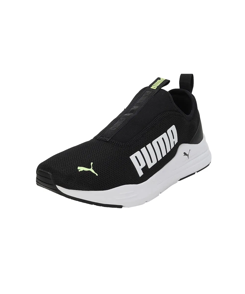 Детские кроссовки с синтетической кожи PUMA Rickie AC PS, Black White Fast Yellow