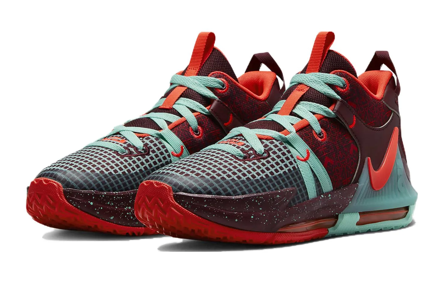 Nike Детские баскетбольные кроссовки Witness 7 SE Mid-Top с противоскользящей подошвой, амортизацией и износостойкой отделой, красные и зеленые, для подростков — фото 4