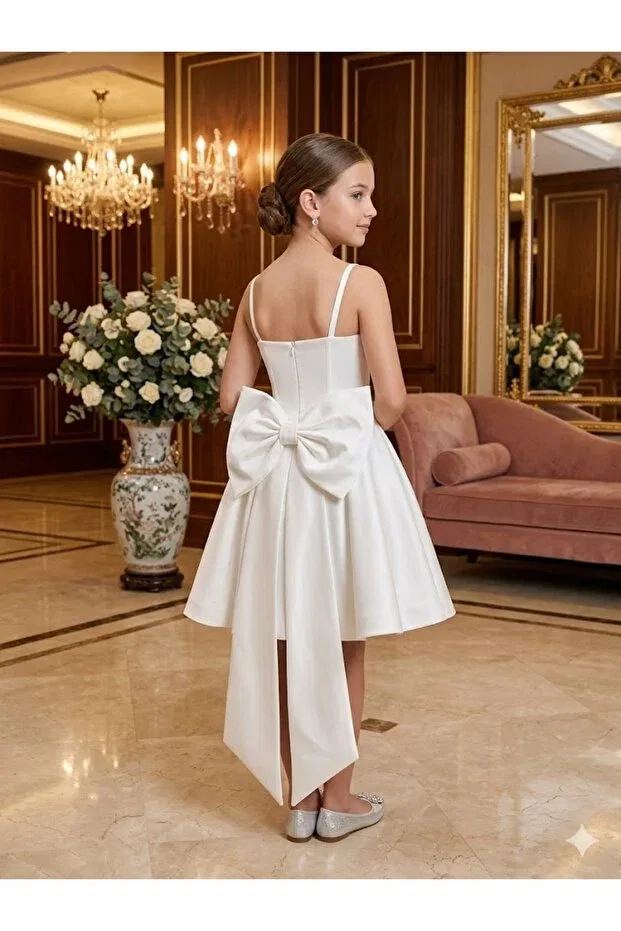 Детское платье для девочек с принтом Modern design bowknot graduation special occasion Erkut, White