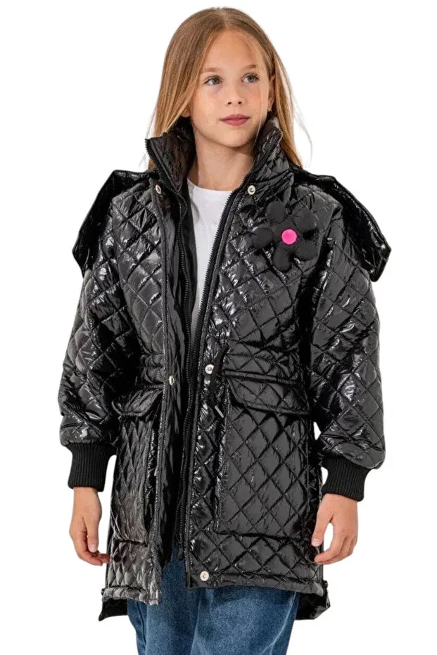 Детское пальто для девочек стеганое Irem Çocuk Giyim, Black