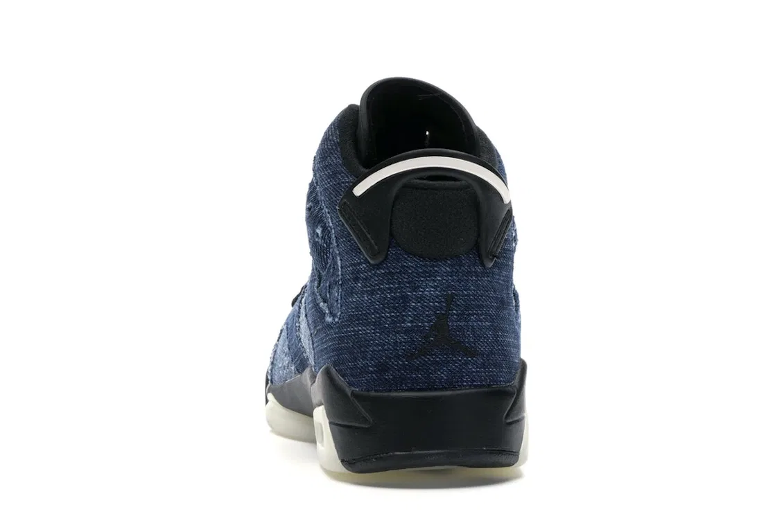 Детские кроссовки Lifestyle с джинсовым верхом Jordan 6 Retro Jordan, Washed Denim/Sail-Varsity Red-Black — фото 4