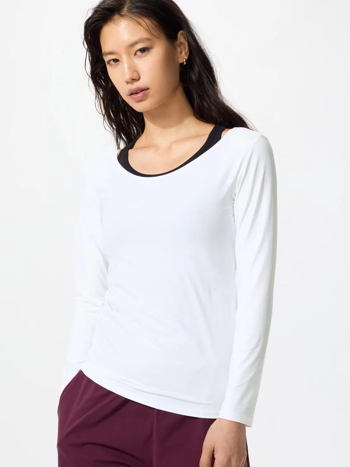 Футболка Uniqlo airism uv protection u-neck t-shirt/dry ex, с защитой от УФ-излучения, белый