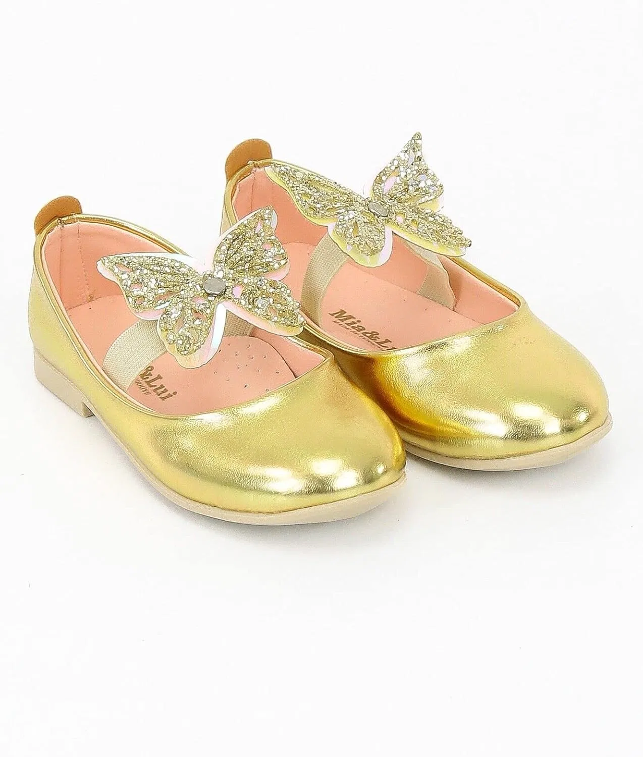Детские туфли-балетки для девочек с блестками Mary Janes SIRRI, Gold — фото 2