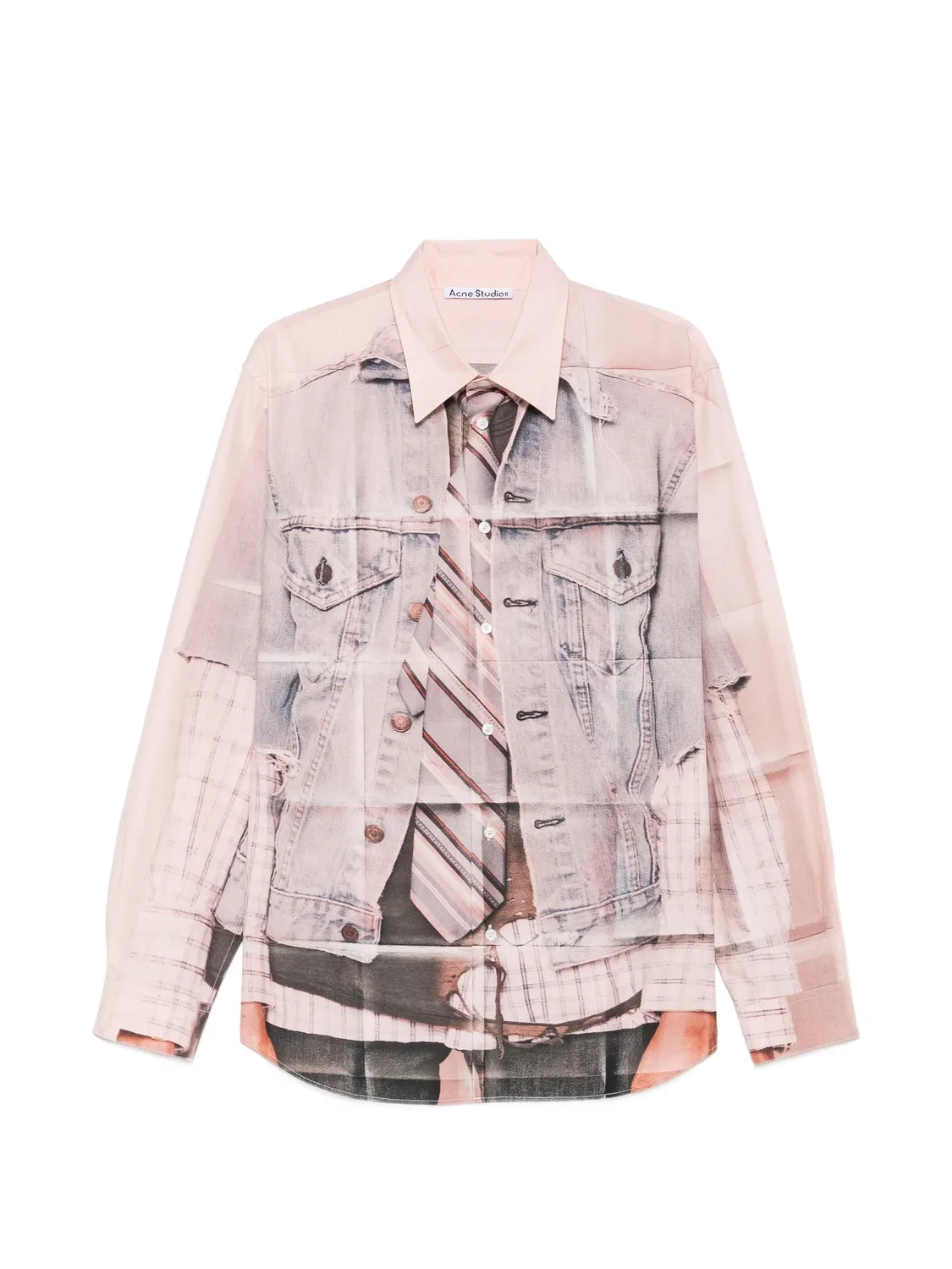 Рубашка с эффектом тромплей Acne Studios, розовый
