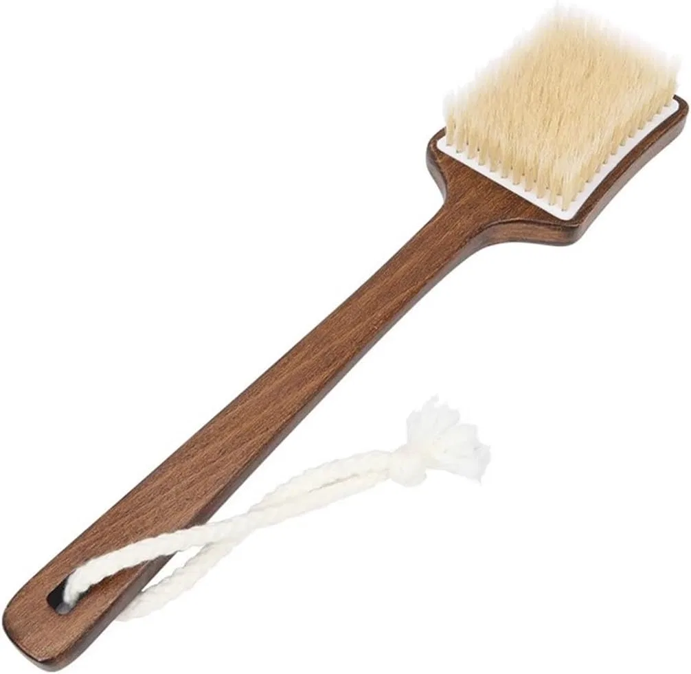 Щетка для тела с длинной ручкой, деревянная, щетина, 35.8x8 см, Brown Generic