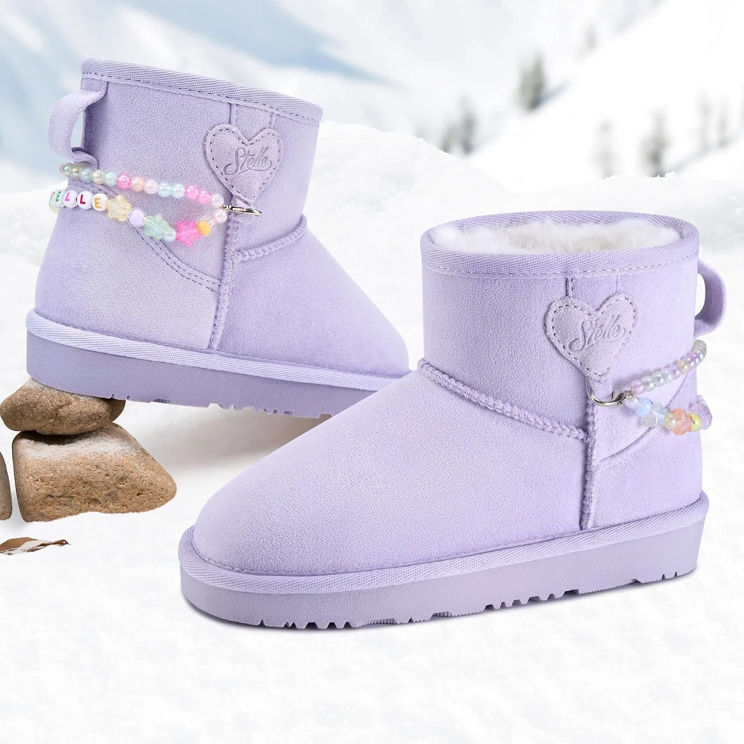 Детские зимние сапоги для девочек с мехом Stelle, Lavender — фото 3