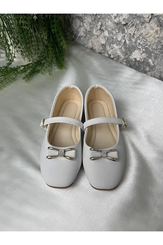 Детские балетки для девочек с бантом, Shoes, White — фото 2