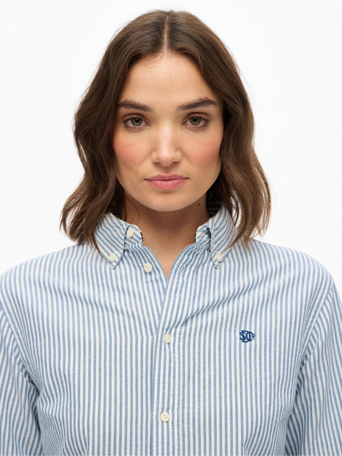 Рубашка с длинным рукавом Slim Oxford Superdry, Blue Stripe — фото 2