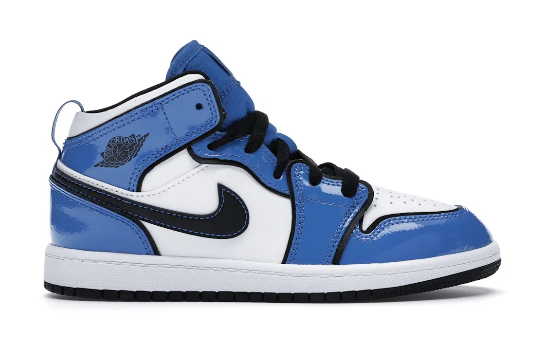 Детские кроссовки с высоким верхом Jordan 1 Mid Signal Blue Jordan, Signal Blue/Black-White