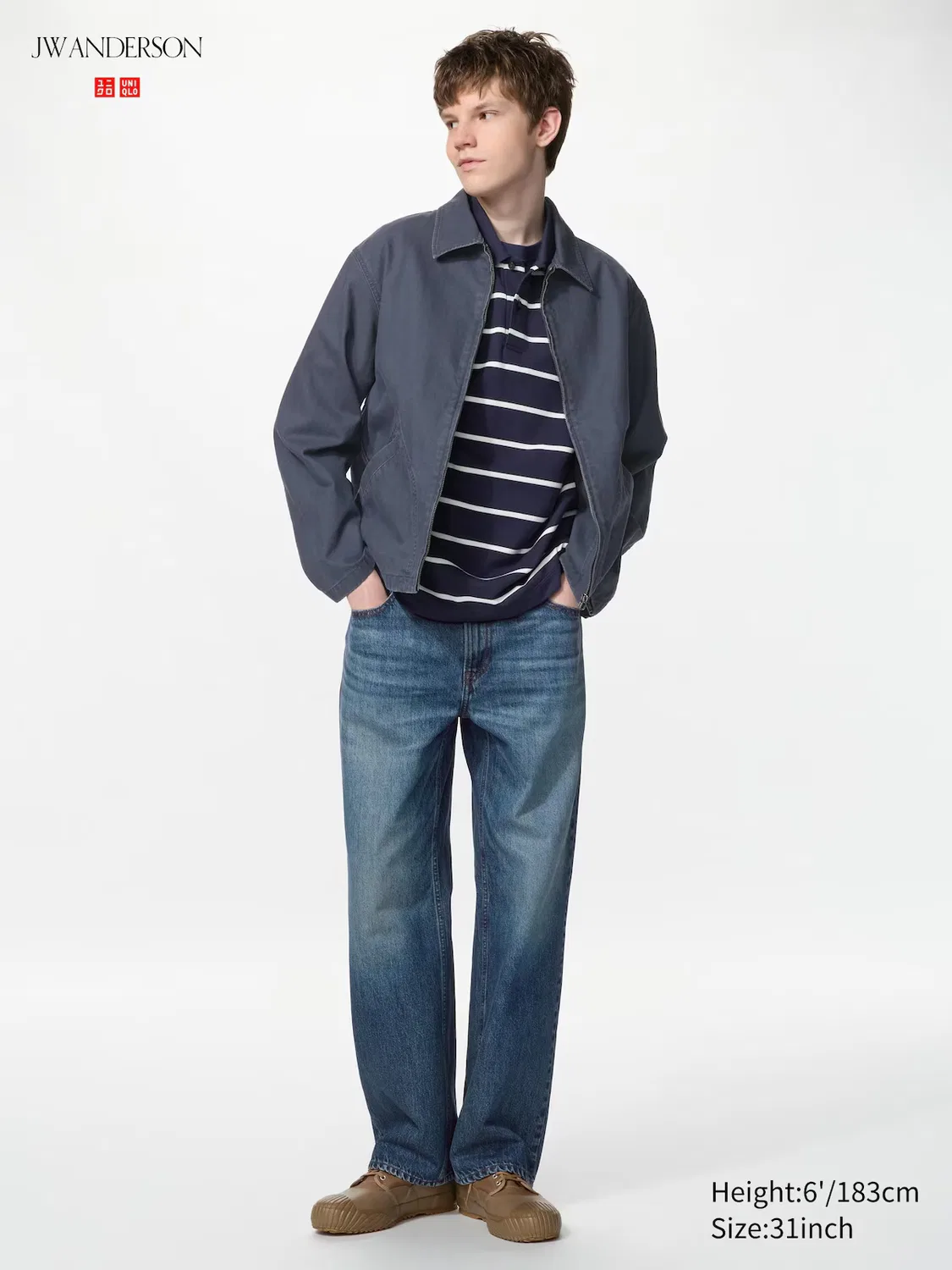 Джинсы Uniqlo, прямые, с новым логотипом, синий