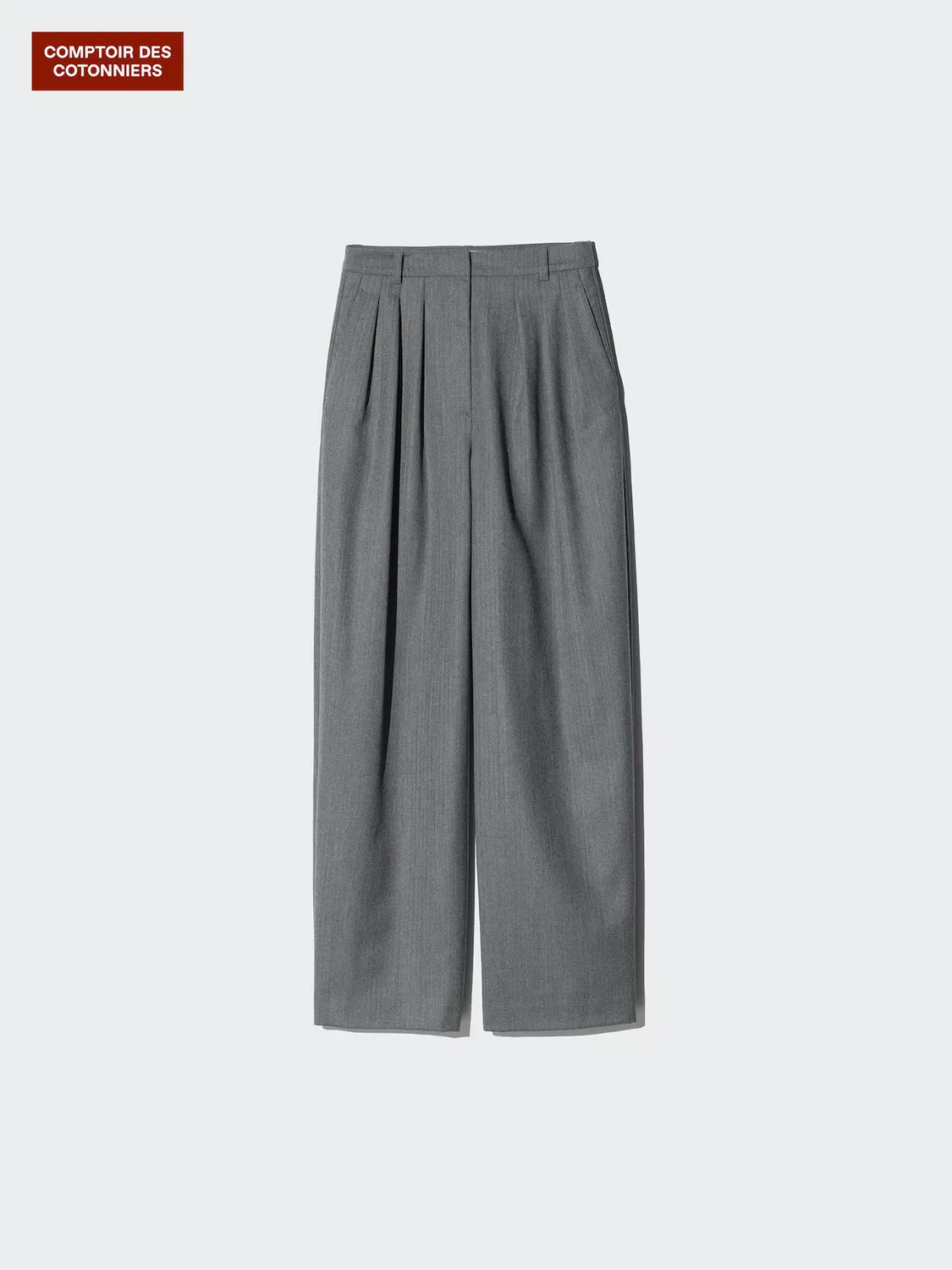 Брюки Uniqlo, шерстяные, широкие и зауженные, серые — фото 3