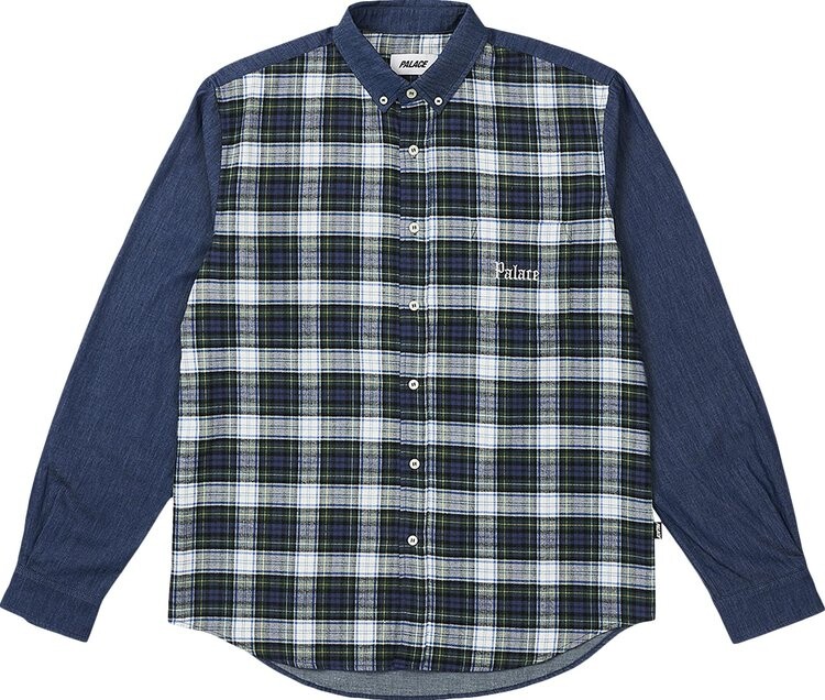 

Рубашка Palace Check Panel Chambray Shirt 'Indigo', синий