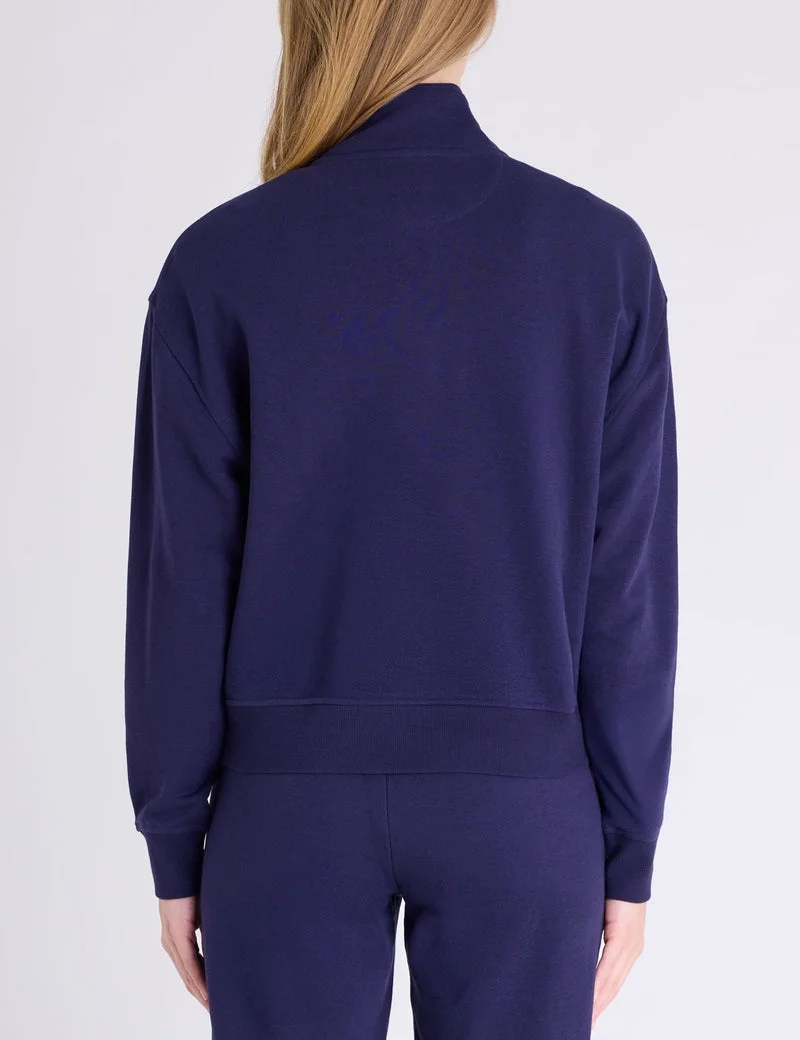 Женский пуловер U.S. Polo Assn. Snap Placket Piped French Terry, темно-синий — фото 2